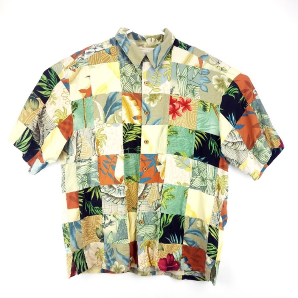 Vintage Mens Hawaiian Shirt XL Patchwork Banana